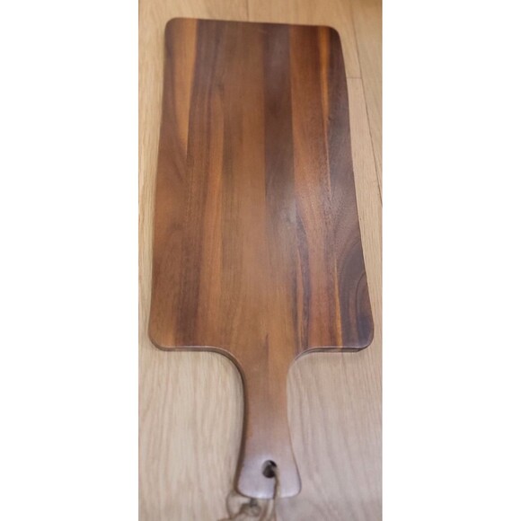 Elegant Acacia Paddle Serving Board Edge Grain Flat Bread Loaf Cutting Board NEW - Picture 3 of 16